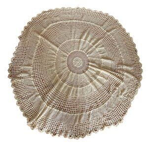 Handmade Round Crochet Lace Doily 56" Cream Cotton Home Decor